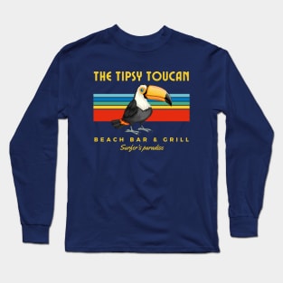 Tipsy toucan, retro beach bar and grill dive and surf Long Sleeve T-Shirt